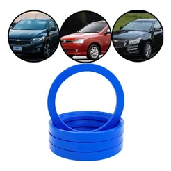 Kit 4 Anel Centralizador Gm Chevrolet Corsa Celta Prisma Onix Zafira Azul Rodas Esportivas Liga Leve