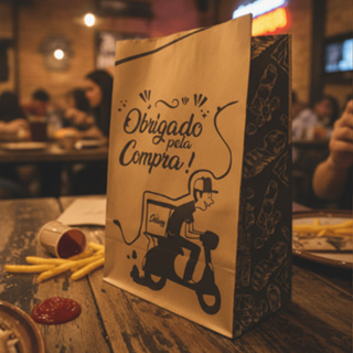 Saco Kraft Para Delivery (18x10x26) - Personalizado com 100 unidades em Oferta na Shopee