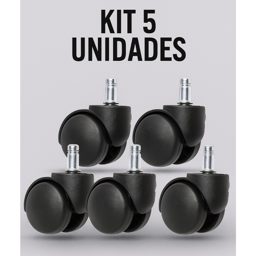Kit 5 Rodinhas Rodízio Anti-risco Anti-ruido Cadeiras Giratórios Giratórias Escritórios Baixo Ruido em Oferta na Shopee