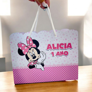 MINNIE MOUSE ROSA SACOLA PERSONALIZADA / PEGUE E MONTE em Oferta na Shopee