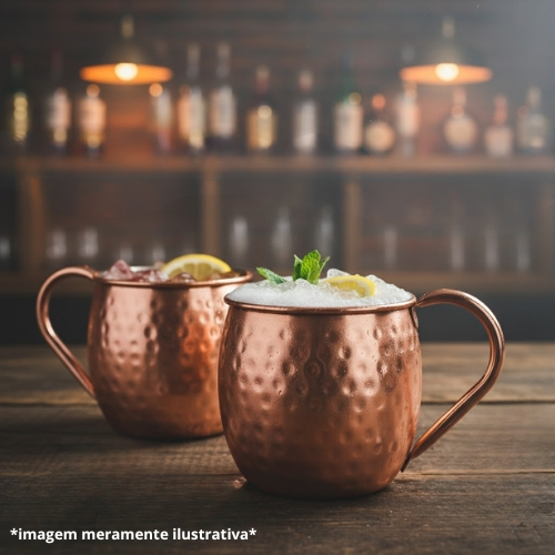 Kit 2 Canecas Moscow Mule Inox Marteladas 500ml para Drinks e Coquetéis - Class Home