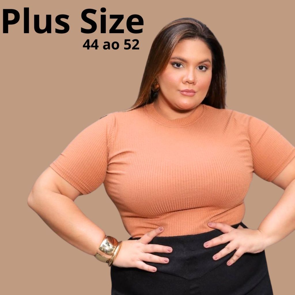 Blusa Feminina Plus size  Canelada Premium  Gola Alta Camiseta Premium Estilosa Malha Elegante Festa em Oferta na Shopee