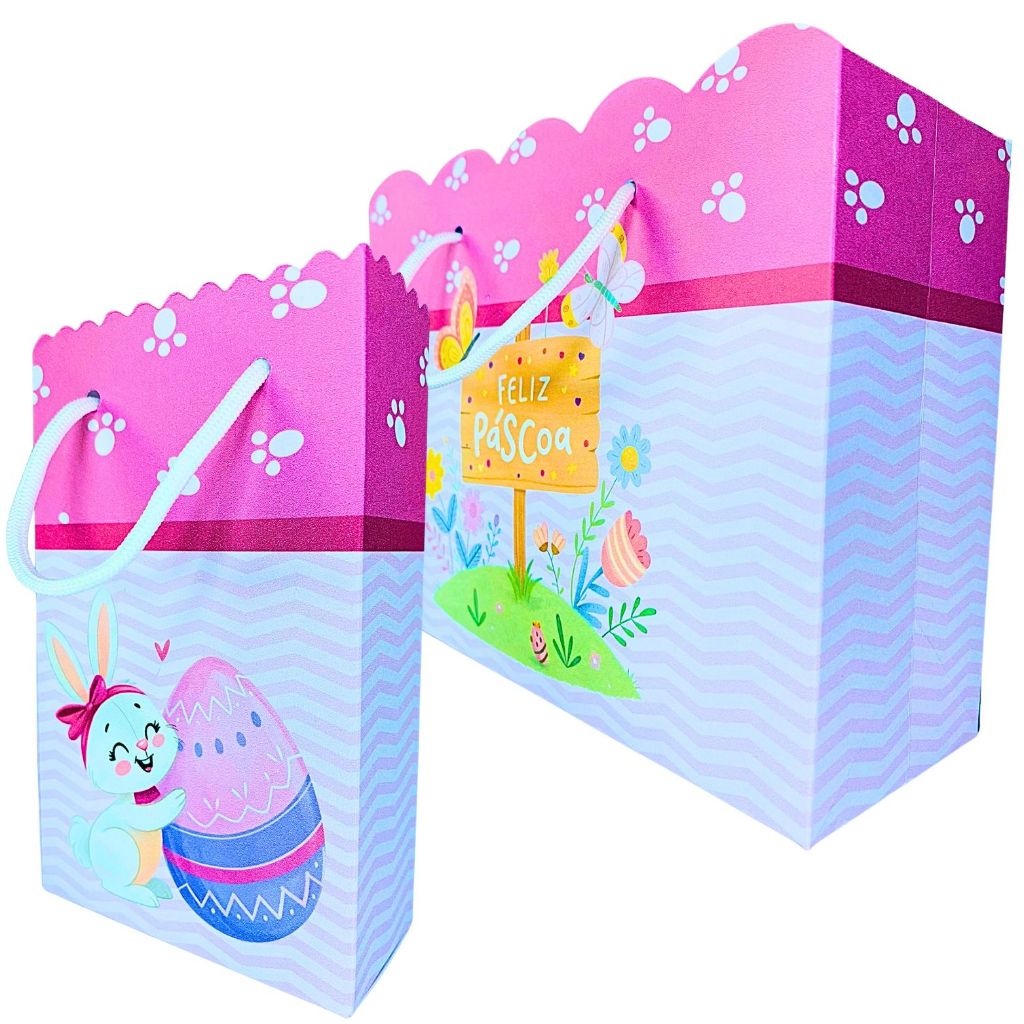 Sacolinha Personalizada Feliz Pascoa Sacolinhas para Lembrancinha de Aniversário Infantil Sacolas Coelhinha Bolsa