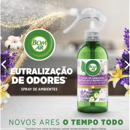 Bom Ar Spray de Ambientes Neutralizador Odores Lavanda & Lírio Do Vale 236ml