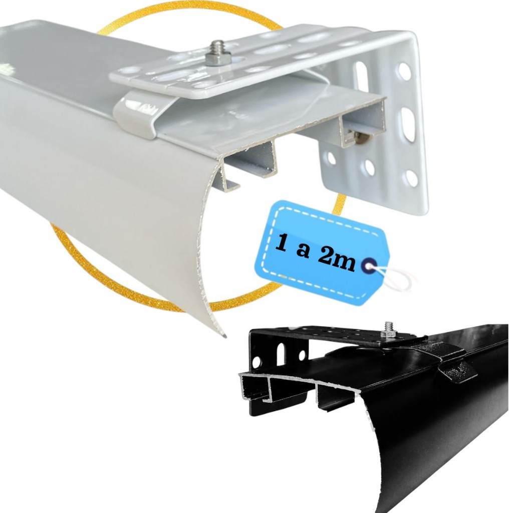 Trilho Suiço Max Duplo C/ Bandô Cortina Instalação Parede Deslizante Rodízio - Kit 1m até 2m