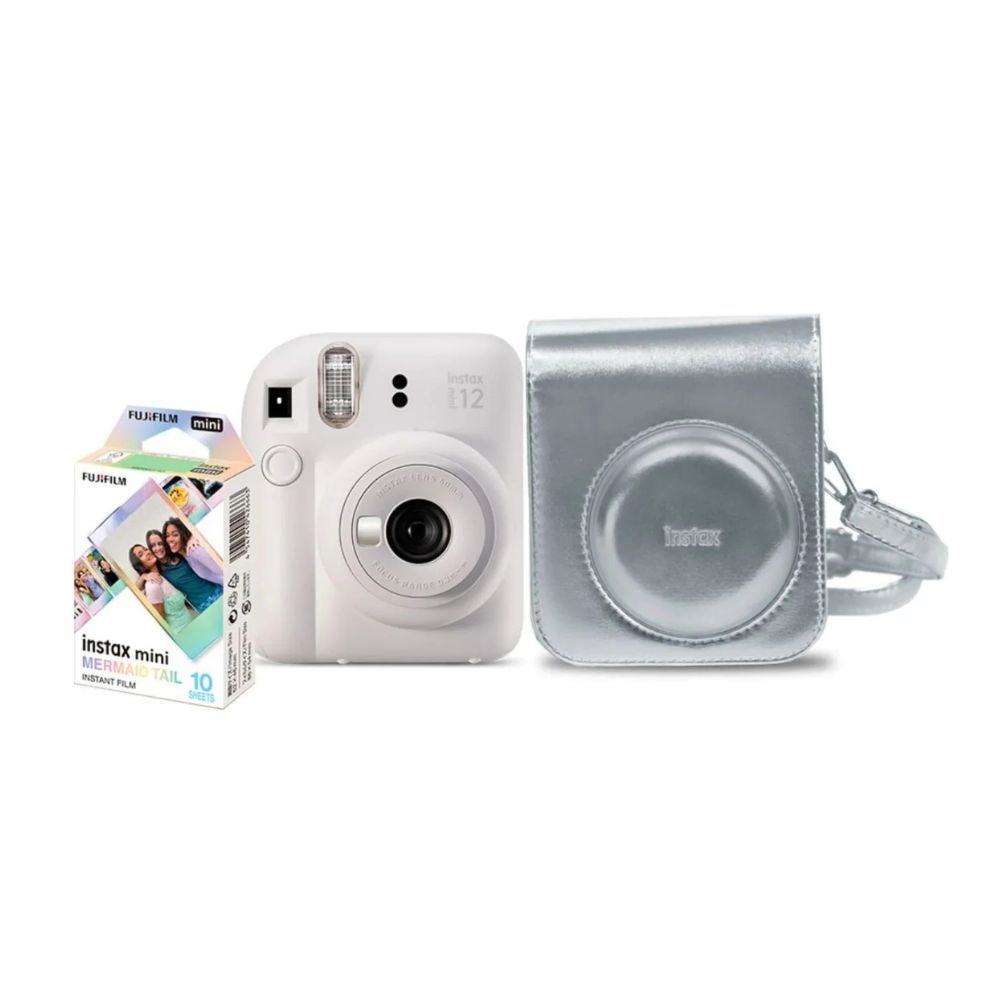 Kit Camera Instax Mini 12 com 10 filmes Branco Marfin