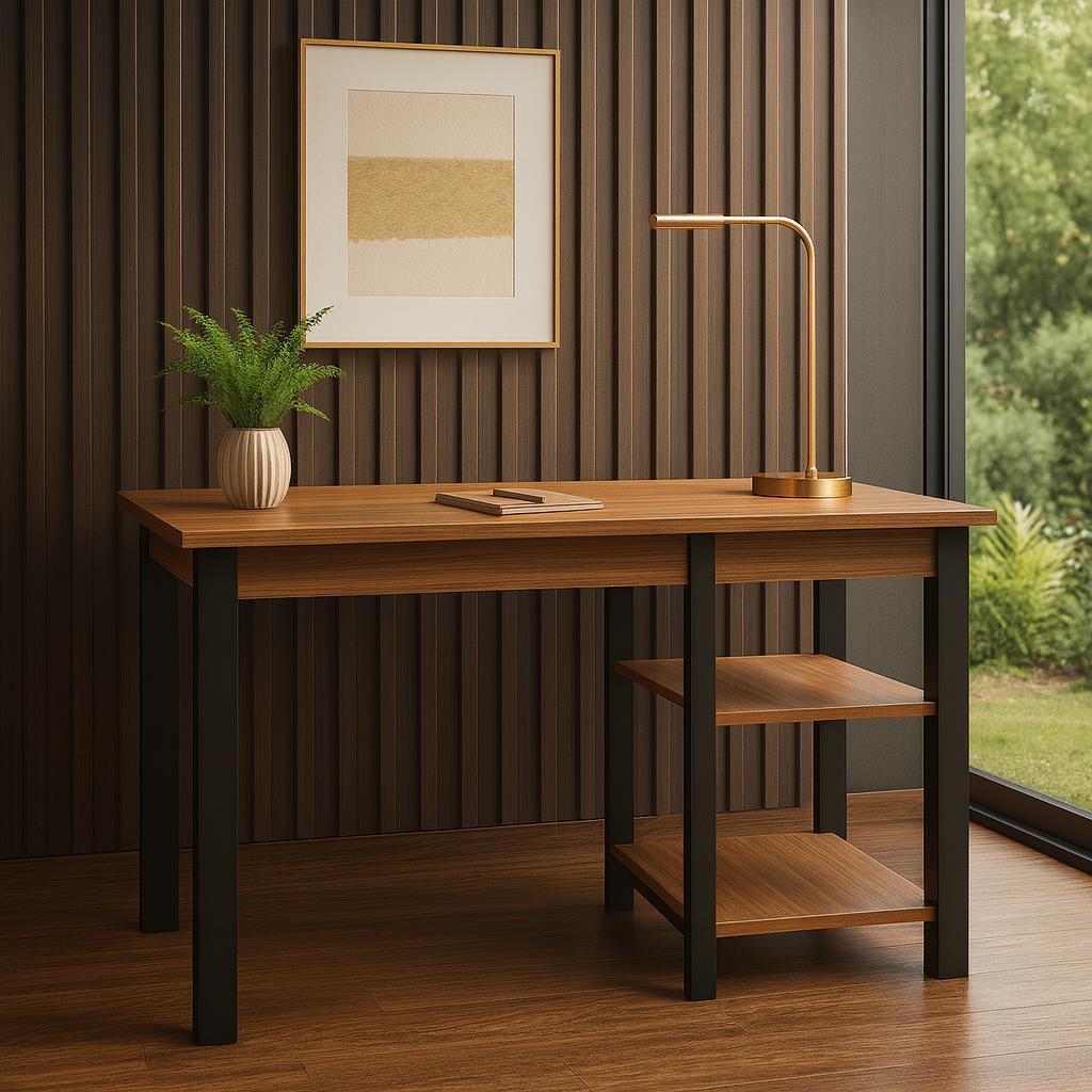 Mesa Escrivaninha Moderna Home Office C/Prateleiras em Oferta na Shopee