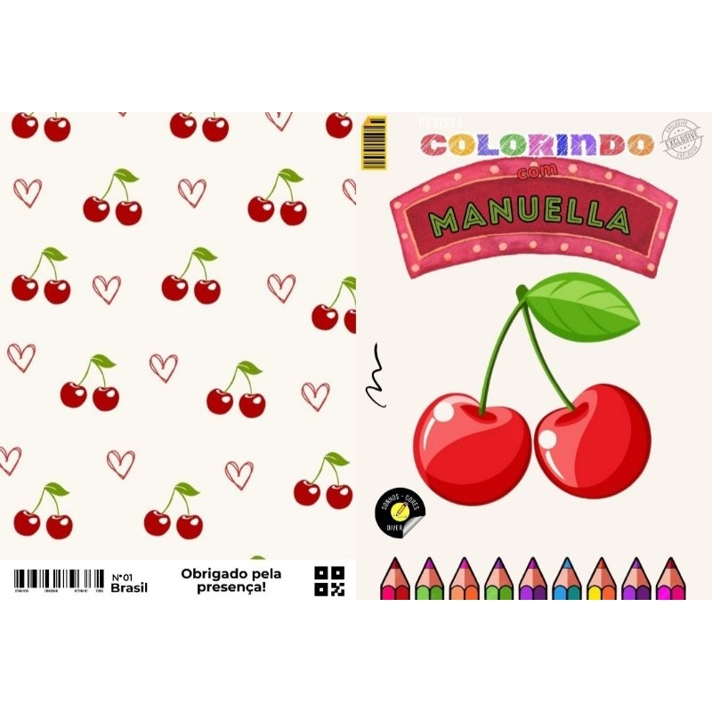 20 LIVROS DE COLORIR PERSONALIZADO COM NOME - LEMBRANCINHA PERSONALIZADA PARA FESTA TEMA CEREJINHA