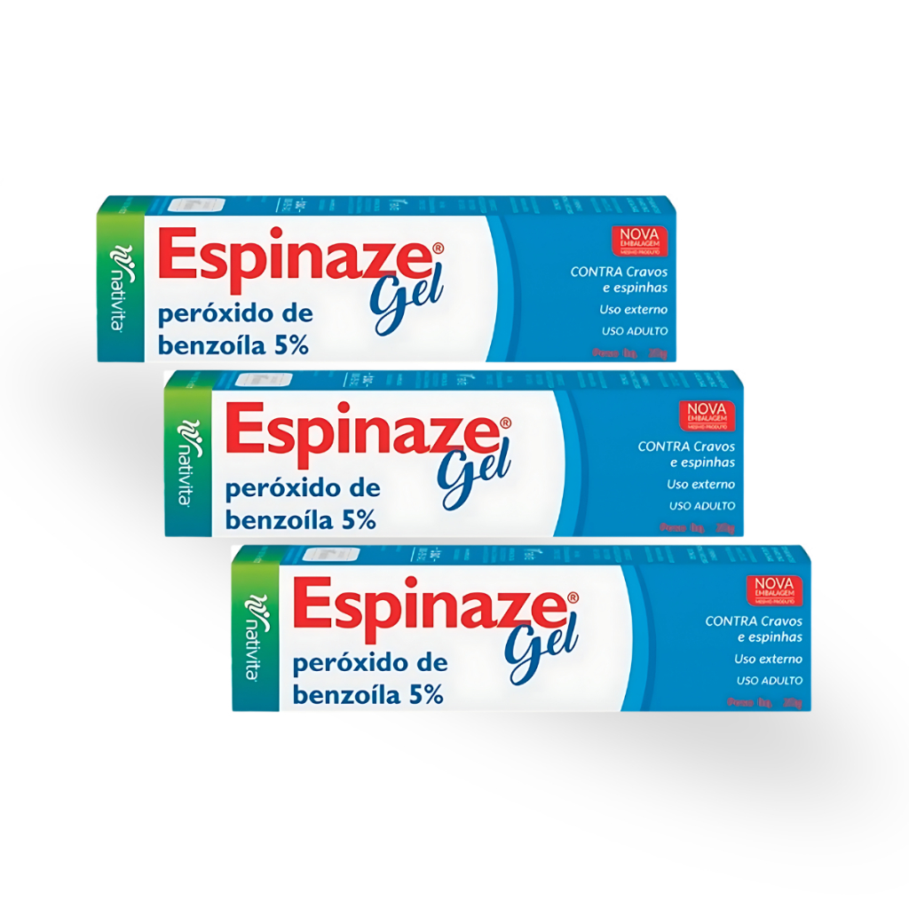 Kit 3 Espinaze Gel 20g Secativo Benzoila 5 Contra Cravos E Espinhas