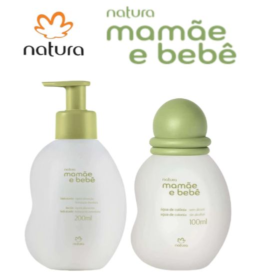 NATURA MAMÃE BEBÊ ÁGUA DE COLÔNIA SEM ALCOOL 100ml e LOÇÃO HIDRATANTE 200ML