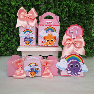 Kit Festa Bolofofo Rosa Personalizado / Lembrancinhas / Festa / Caixas Milk Pirâmide