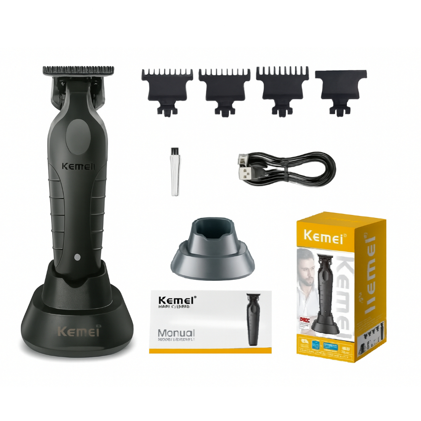 Kemei KM-2299  Máquina De Cortar Acabamento PRO Recarregável Sem Fio com Base ou Sem Edição Limitada