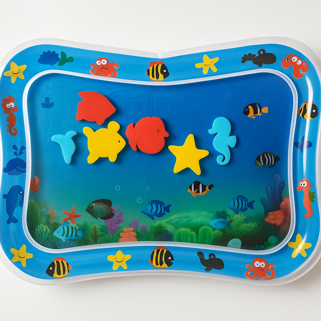Tapete Inflavel Infantil Tema Aquatico Diversao Seguranca Facil Montagem Brinquedo Didático Colorido Monta e Desmonta
