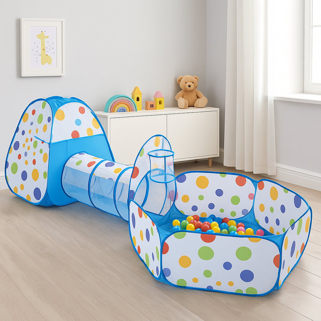 Barraca Infantil Azul Importway com Túnel e Piscina de Bolinhas Toca de Brincar para Crianças em Oferta na Shopee