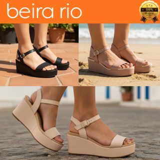 Sandália Anabela Feminina Salto Plataforma Grosso Confortável Beira Rio Feminino Napa Bloco Original em Oferta na Shopee