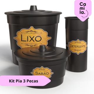 Kit Pia Conjunto 3 Peças Plástico Resistente Organização Casa Cozinha Vários Modelos em Oferta na Shopee