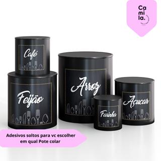 Kit 5 Potes Para Mantimentos Decorados Talher Decoração Casa Cozinha Plástico Resistente em Oferta na Shopee