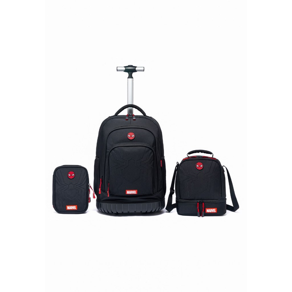 Kit Mochila De Rodinhas Homem Aranha Juvenil Escolar Masculino Marvel