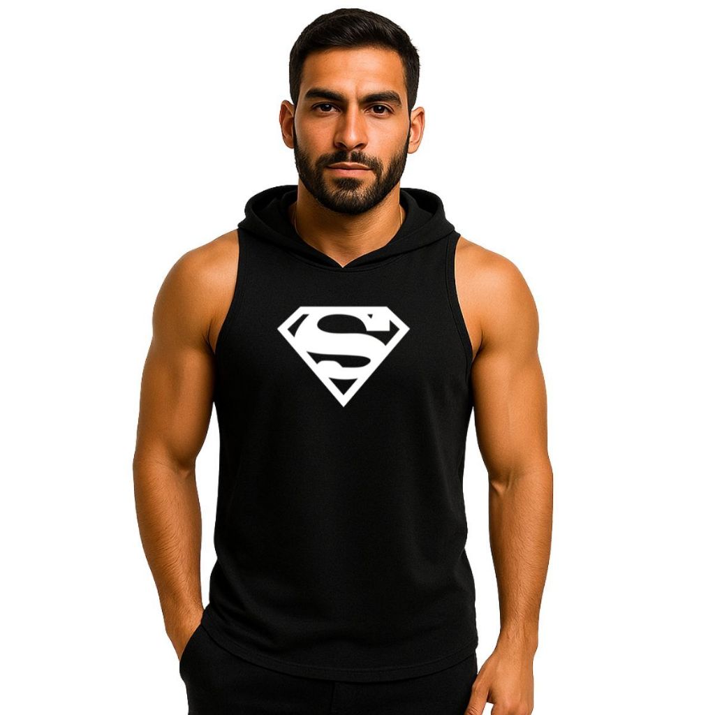 Regata Com Capuz Superman Masculina Academia Longline Treino em Oferta na Shopee