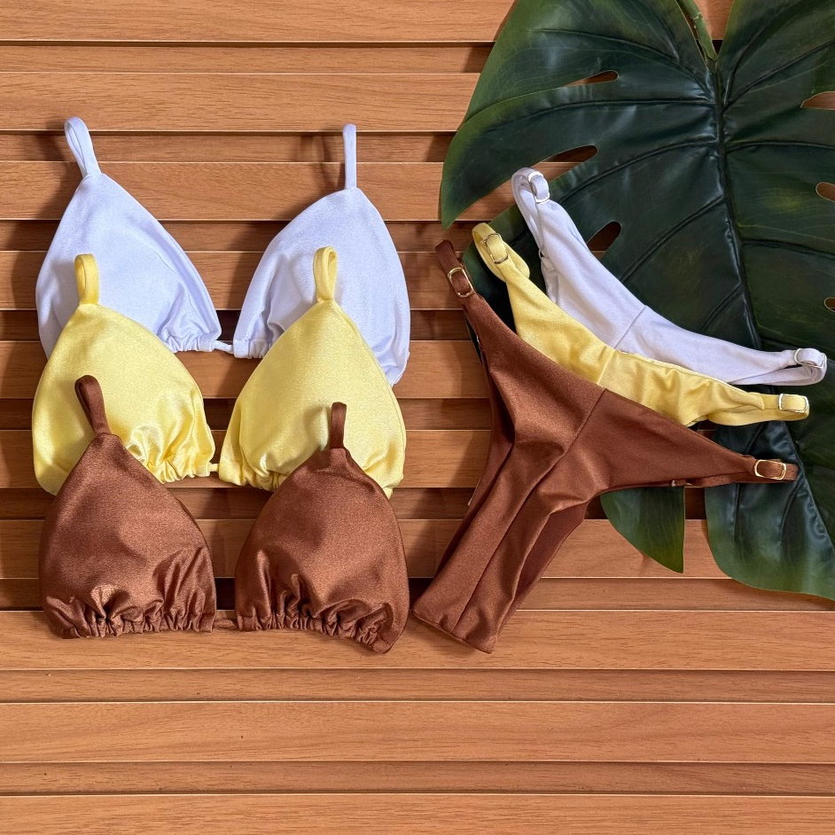 Kit 3 Biquíni Ajustável Feminino Estilo Conforto e Sensualidade Verão Moda Praia Poliamida com bojo