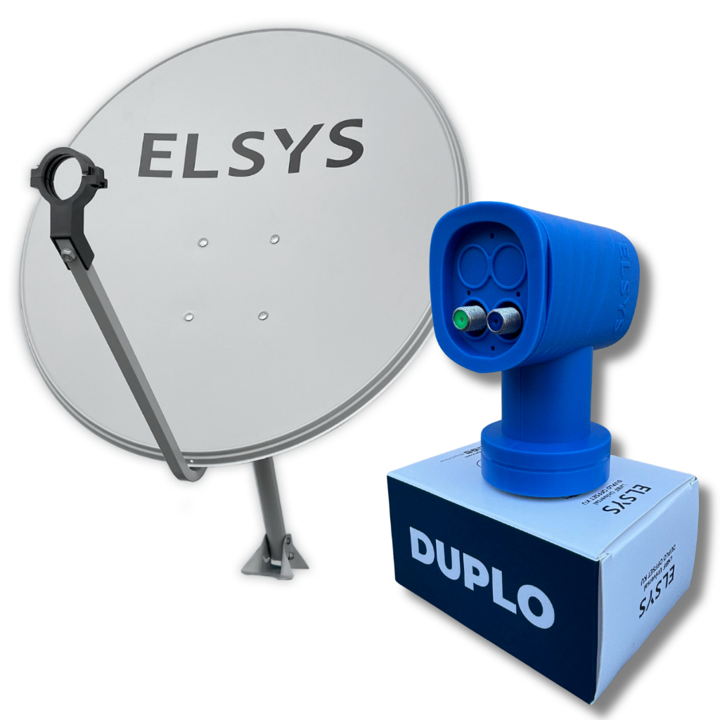 Antena Digital Parabólica Elsys Offset Chapa 60cm Ku 5g + Lnbf Duplo Elsys