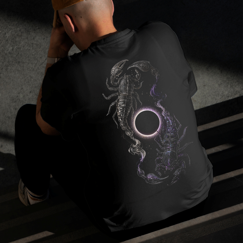 Camiseta Masculina Estampada Escorpião Buraco Negro Algodão Estilo Conforto Diário Do Tamanho P GG