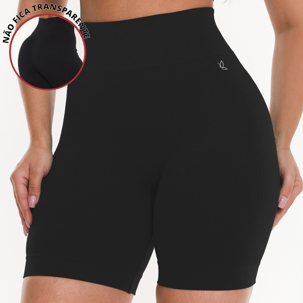 Short Benévola Poliamida Sem Costura Feminino Fitness Bermuda Academia Sem Transparencia C...