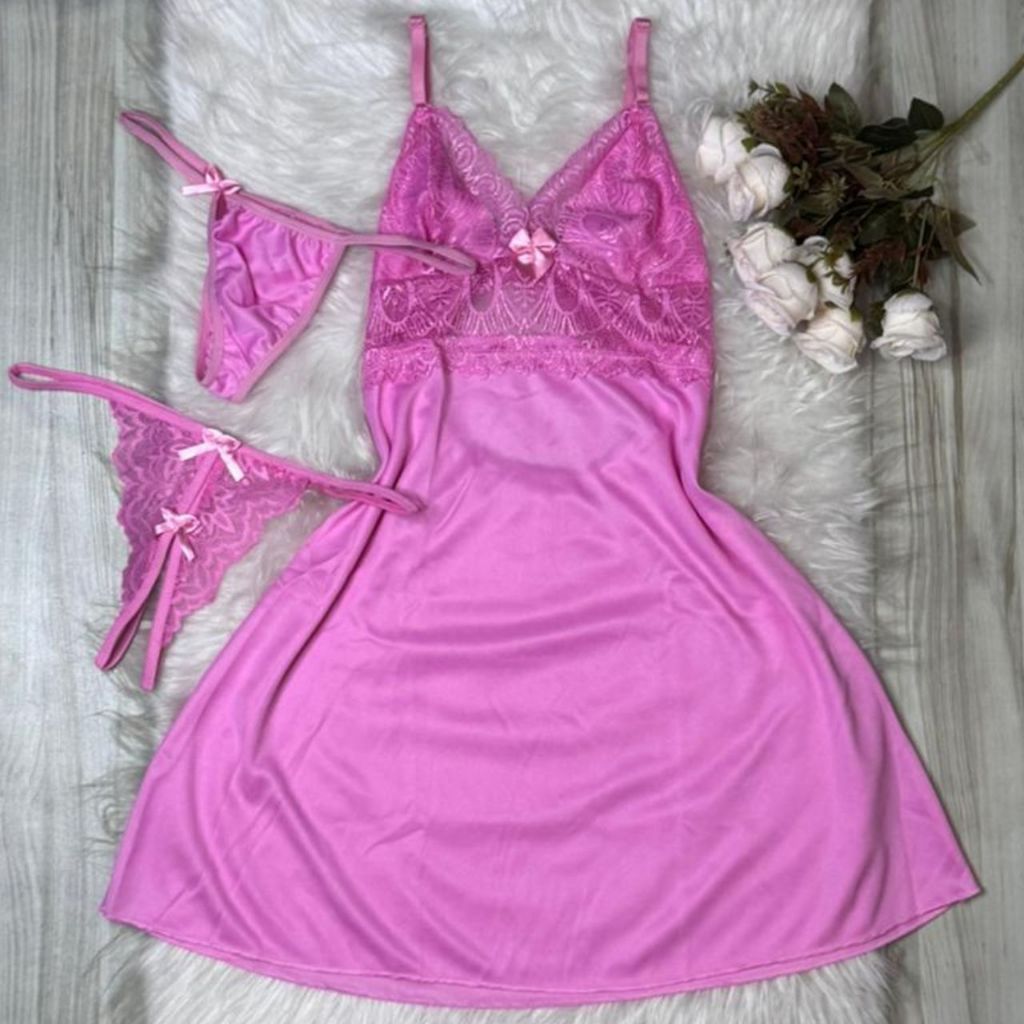 Kit 1 camisola sem bojo feminina com 2 calcinhas sexy