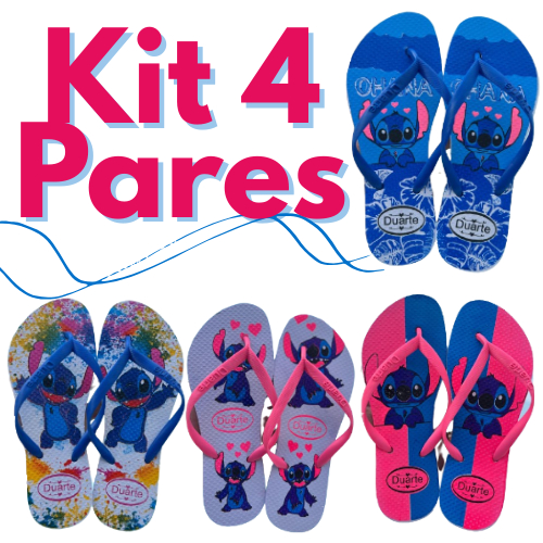 Leve Mais por Menos Kit 4 Pares de Chinelo Feminino Adulto Stitch Leve Confortavel em Oferta na Shopee