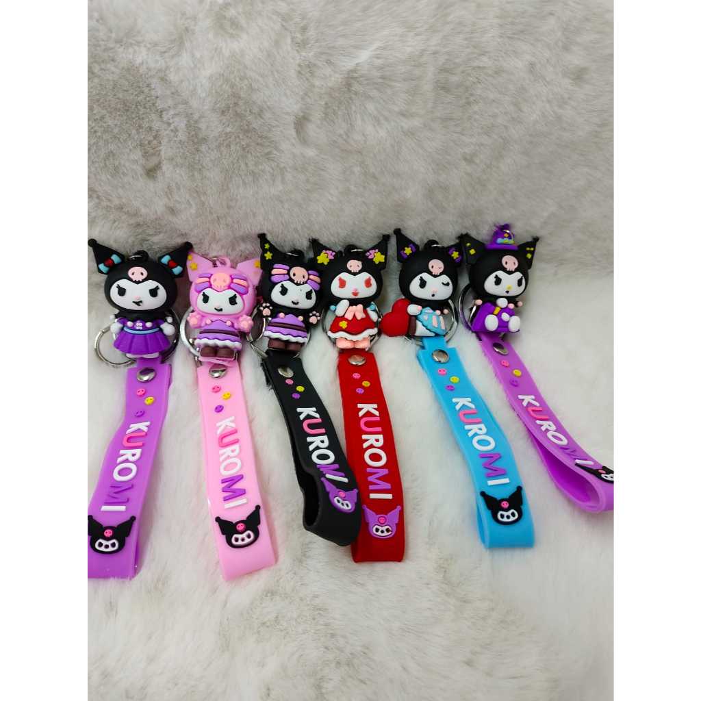 Chaveiro Kuromi com Pingente 3D + Alça Silicone | Fofo e Estiloso