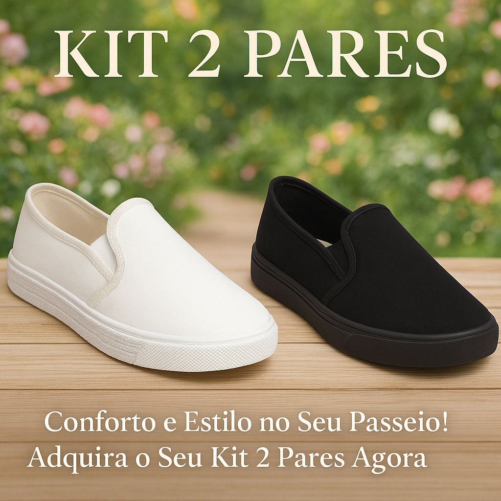 K  2 Pares Sapatilha Slip On Feminina Casual Confortável Leve em Oferta na Shopee