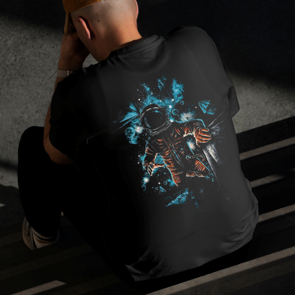 Camiseta Masculina Estampada Astronauta Caindo 100% Algodão Estilo Conforto Diário Do Tamanho P ao GG