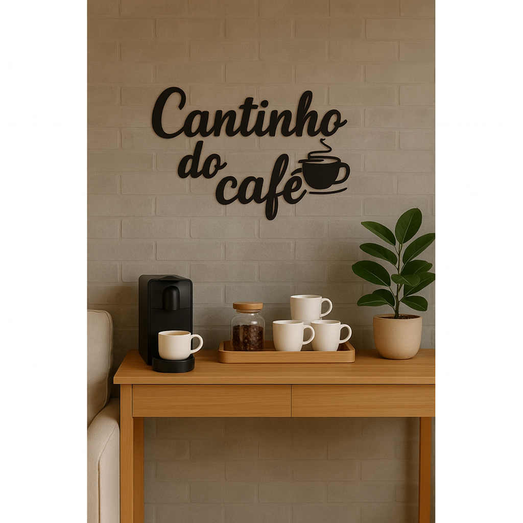 Letreiro MDF Cantinho do Café Decorativo para Parede – Branco ou Preto
