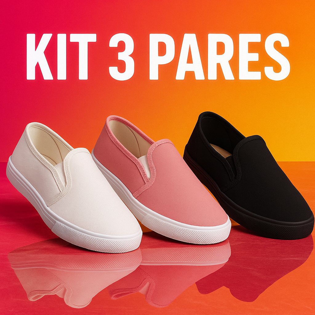 Kit 3 Pares Sapatilha Slip On Feminina Casual Confortável Leve em Oferta na Shopee