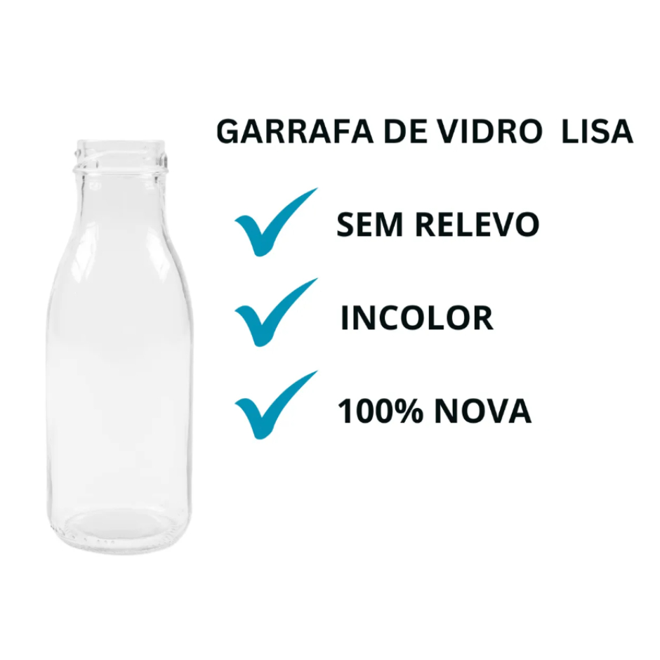 GARRAFA DE VIDRO SUCOS KIT C/6 COM TAMPA METALICA 300ML (LEITE)