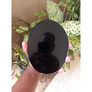 espelho obisidiana negra oval 18 cm em Oferta na Shopee