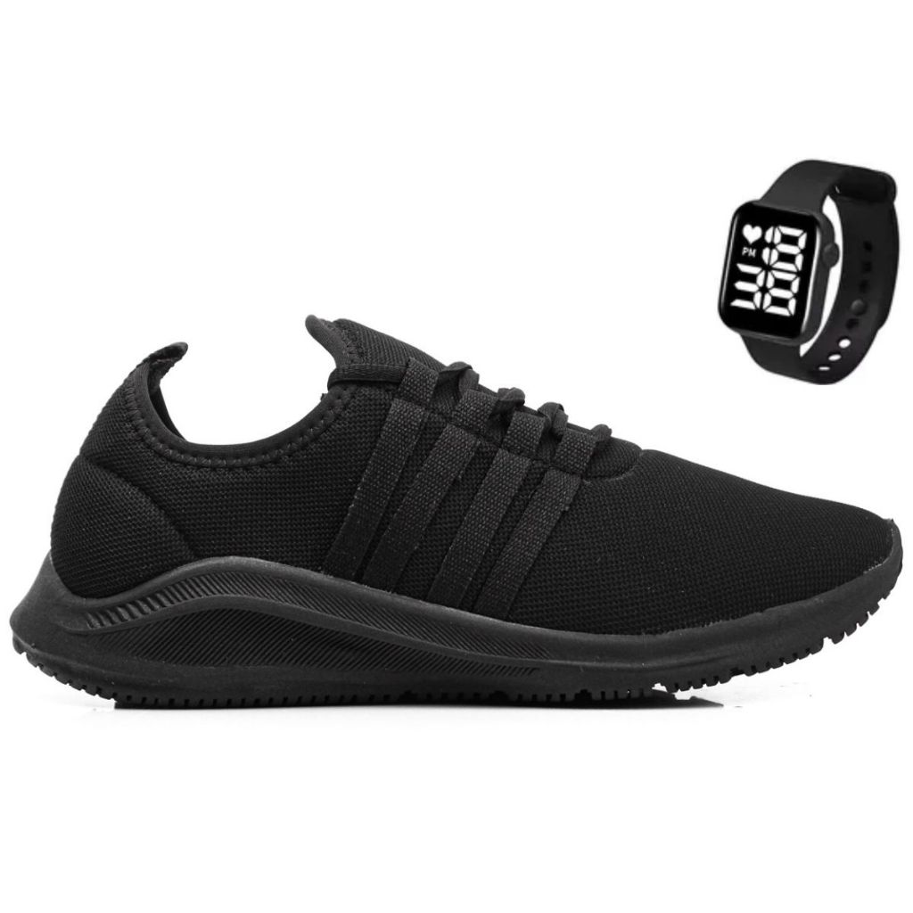 Tenis Academia Corrida Masculino Caminhada Olimp Treino CrossFit Moda Leve Macio Confortável + Relógio