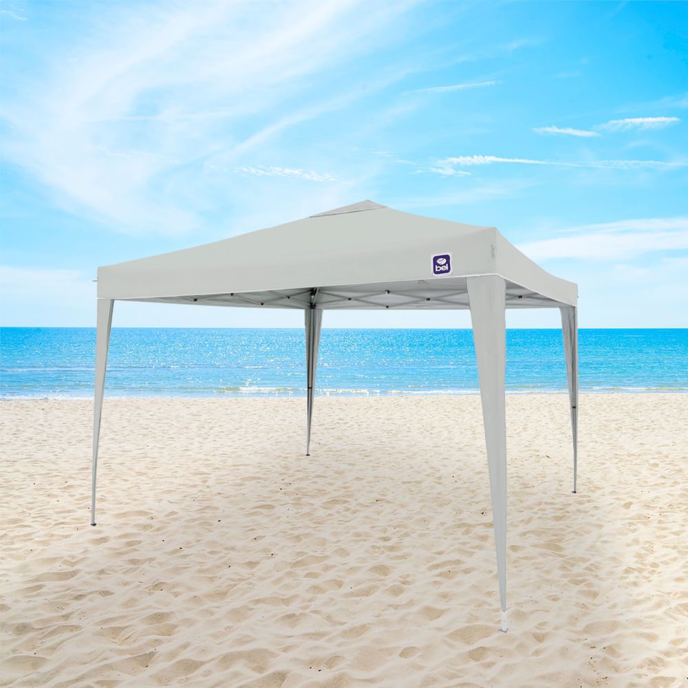 Tenda Sanfonada Branca 3x3 Aluminio Gazebo dobrável articulado Praia Evento Jardim Camping