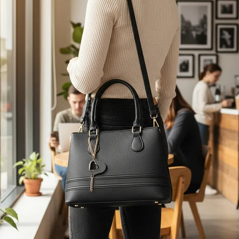 Bolsa Feminina Layton Vivian L9631 Tote Ombro Tiracolo Média Estruturada Espaçosa Couro PU Elegante