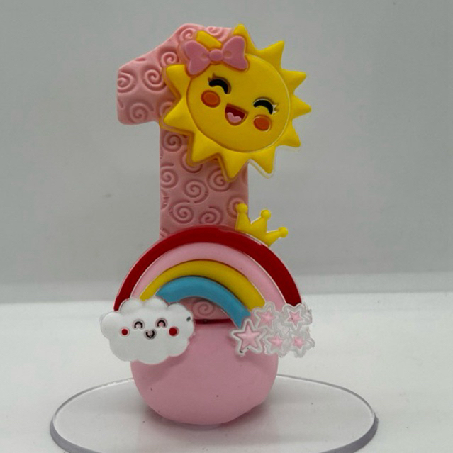 Vela de Aniversário Sol 365 Sorrisos em Biscuit + Pavio Mágico em Oferta na Shopee