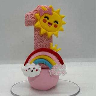 Vela de Aniversário Sol 365 Sorrisos em Biscuit + Pavio Mágico em Oferta na Shopee