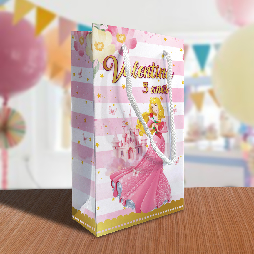 Sacolinha Bela Adormecida Personalizada Festa Lembrancinha Princesa Aurora Princesas Sacola