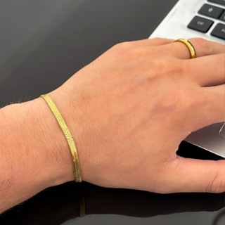 Pulseira masculina malha fina ouro 18K Aço Inoxidável unissex em Oferta na Shopee