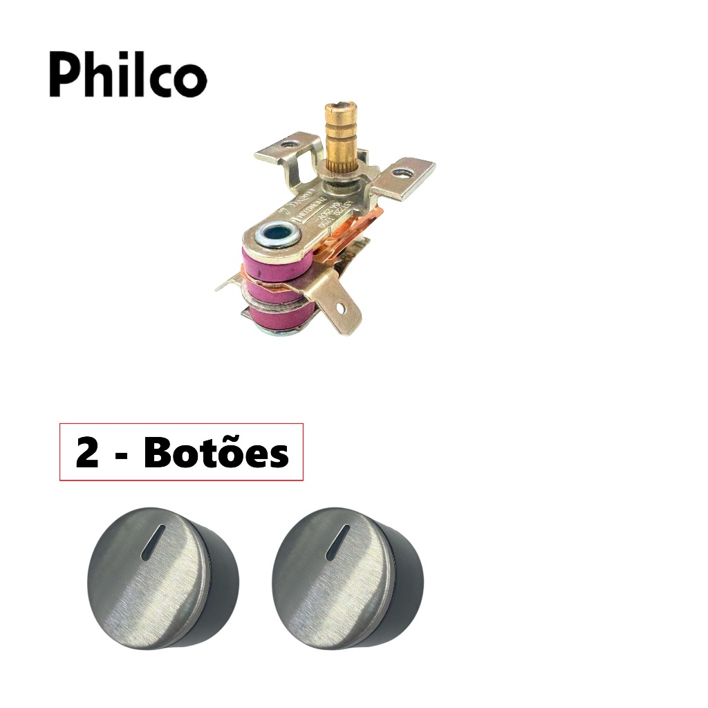 Kit termostato Lâmina 250°c + 2 botões compatível com o Forno Elétrico Philco