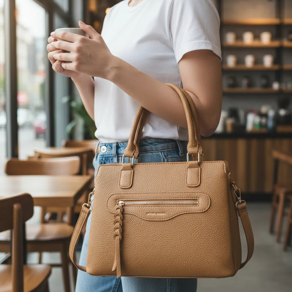 Bolsa Feminina Layton Vivian L8638 Tote Ombro Tiracolo Estruturada Média Espaçosa Couro PU Zíper em Oferta na Shopee