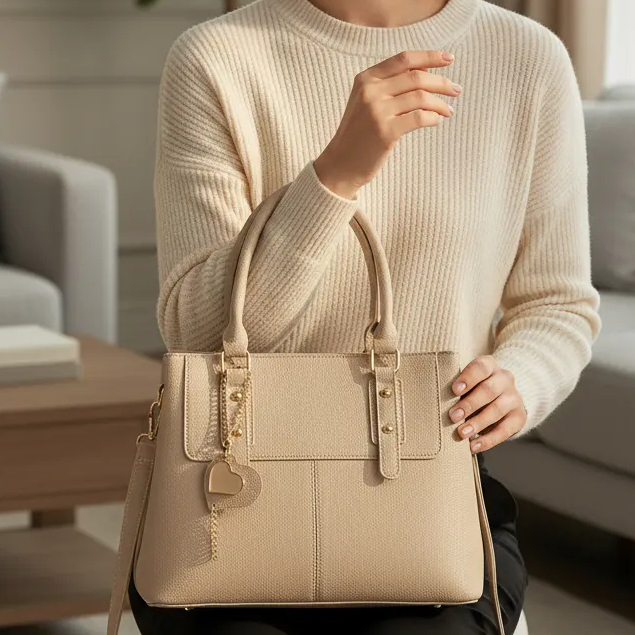 Bolsa Feminina Layton Vivian L9633 Tote Ombro Tiracolo Média Estruturada Espaçosa Couro PU Elegante