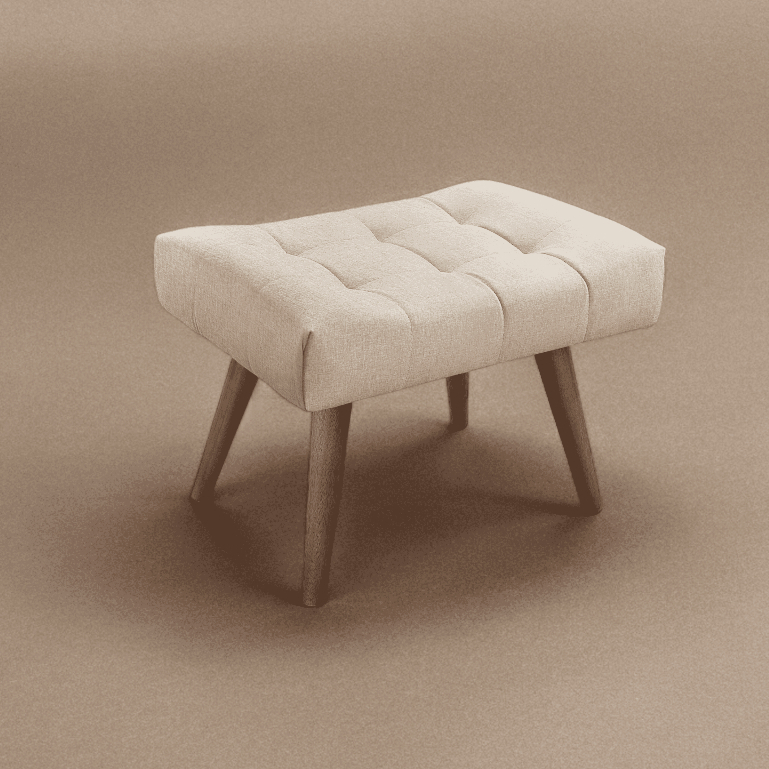 Puff Banqueta Theo Madeira Maciça Castellar Móbile em Oferta na Shopee