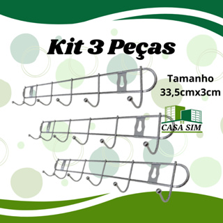 Kit 3 Suporte Cabide Ganchos Aramado de 6 ganchos em Oferta na Shopee