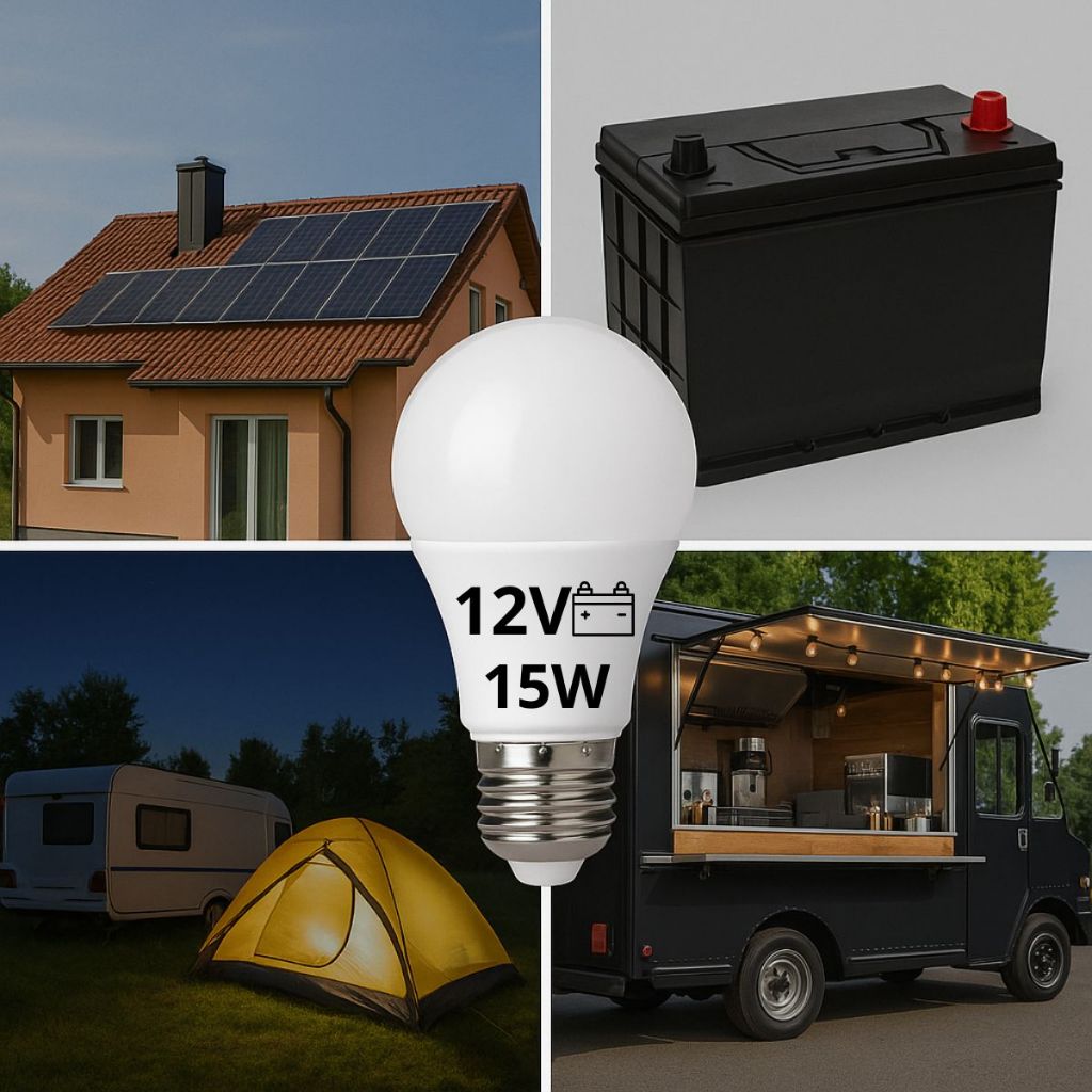 5 Lâmpada Led Bulbo 10w /15w 12v 6000k  E27