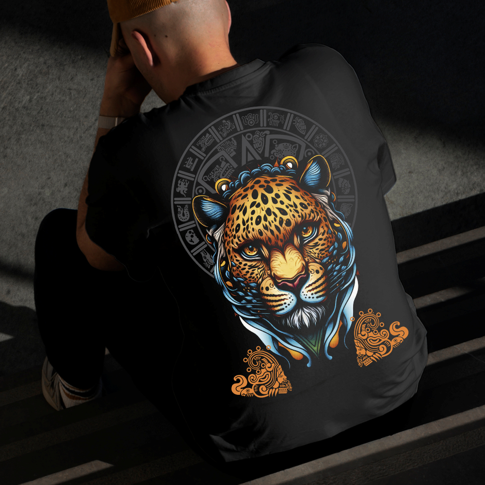 Camiseta Masculina Estampada Tigre Indígena 100% Algodão Estilo Conforto Diário Do Tamanho P ao GG